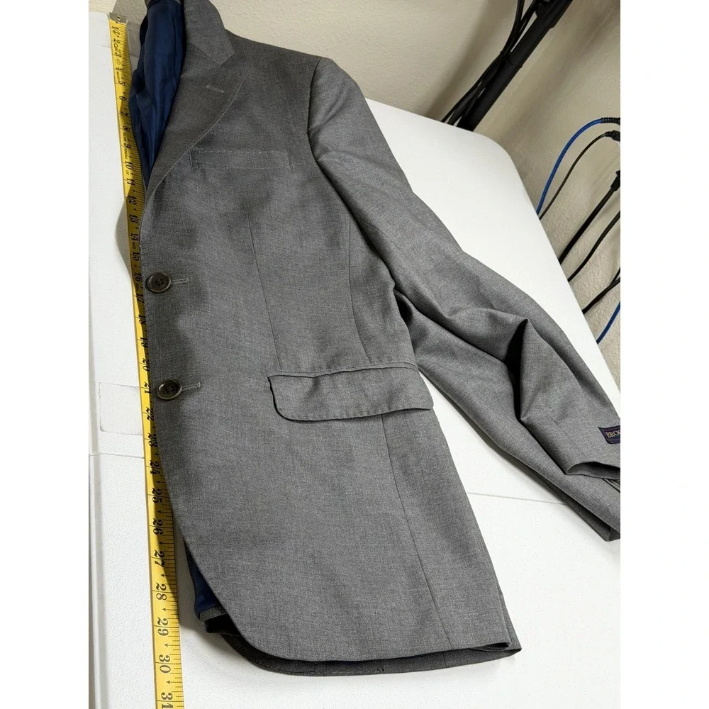 Brooks Brothers Blazer Mens 40R Gray Brooksgate Milano 100% Wool Business Office